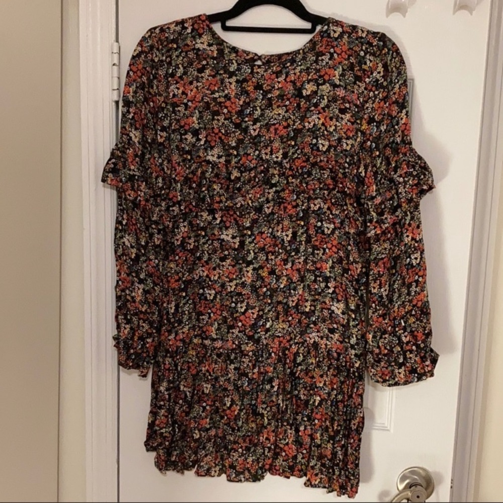 Zara floral tiered long sleeve dress